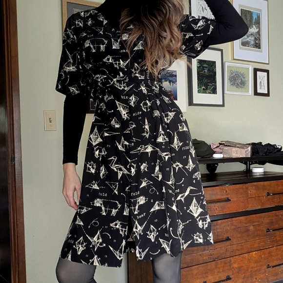 MOULINETTE SOUERS Anthropologie Origami Silk Dress sz 4 - Picture 2 of 8